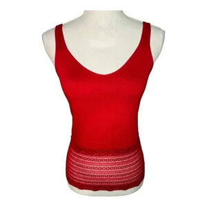 Pink K Women’s Medium Lace Embellished‎ Red Satin Cami